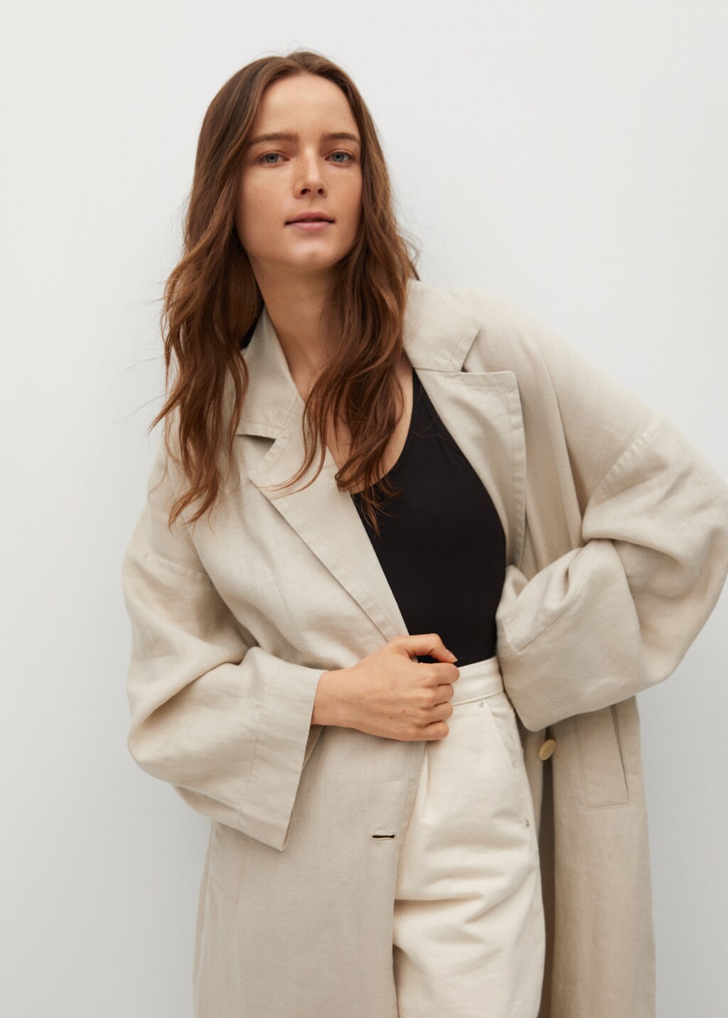 100% linen trench coat - Details of the article 2