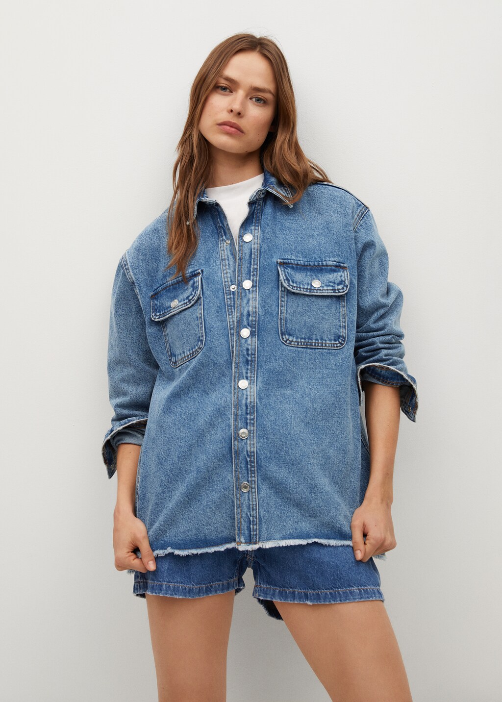 Pocket denim overshirt - Medium plane