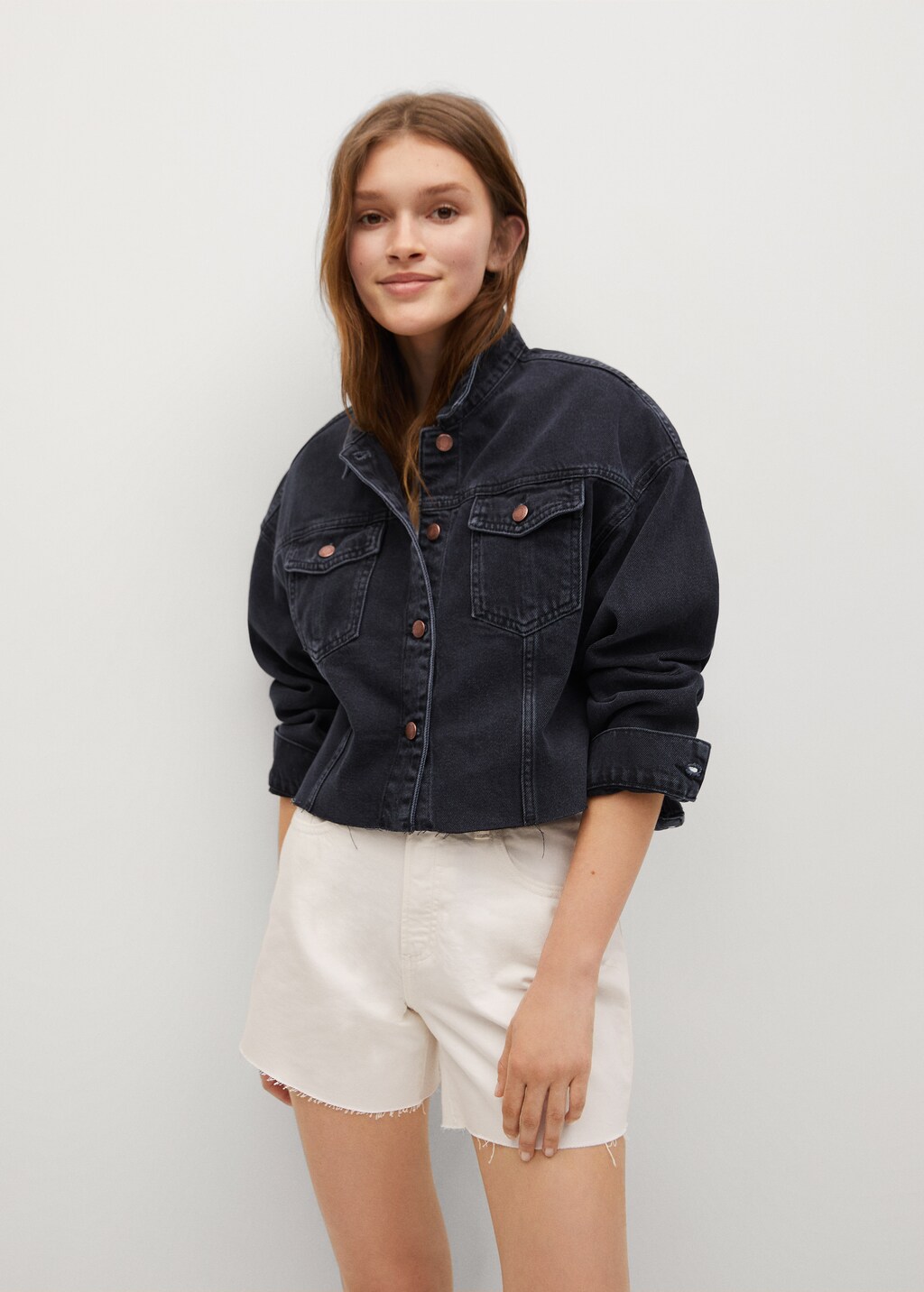 Denim crop jacket - Details of the article 1