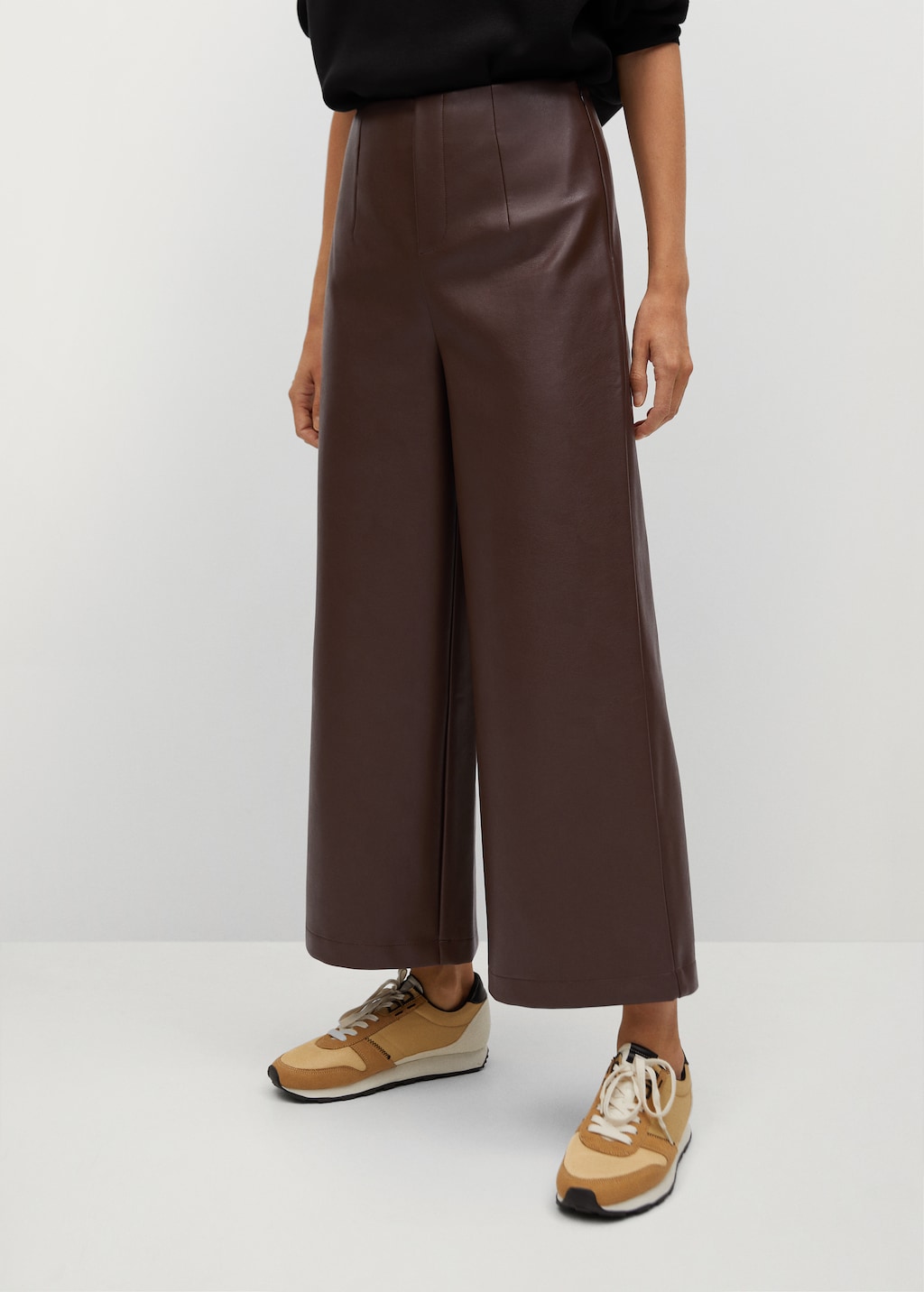 Faux-leather culotte trousers - Medium plane