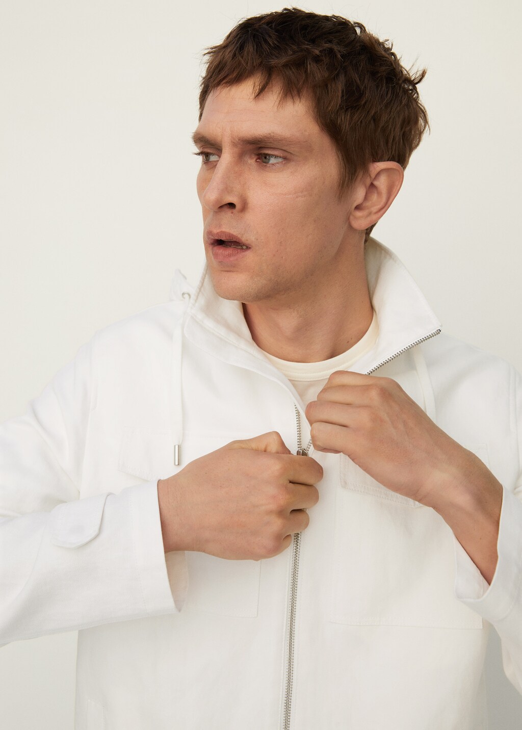 Pocket linen cotton jacket - Details of the article 1