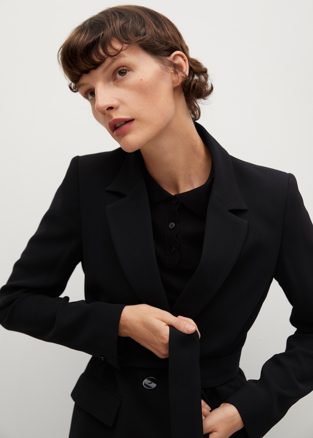 Crepe suit jacket with belt - Details of the article 1