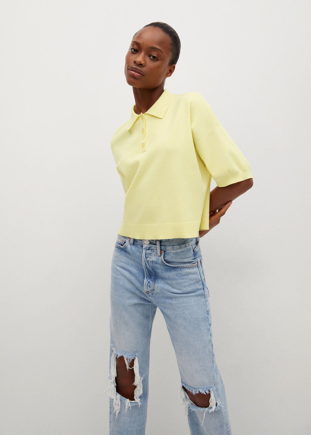 Crop oversized polo shirt - Medium plane