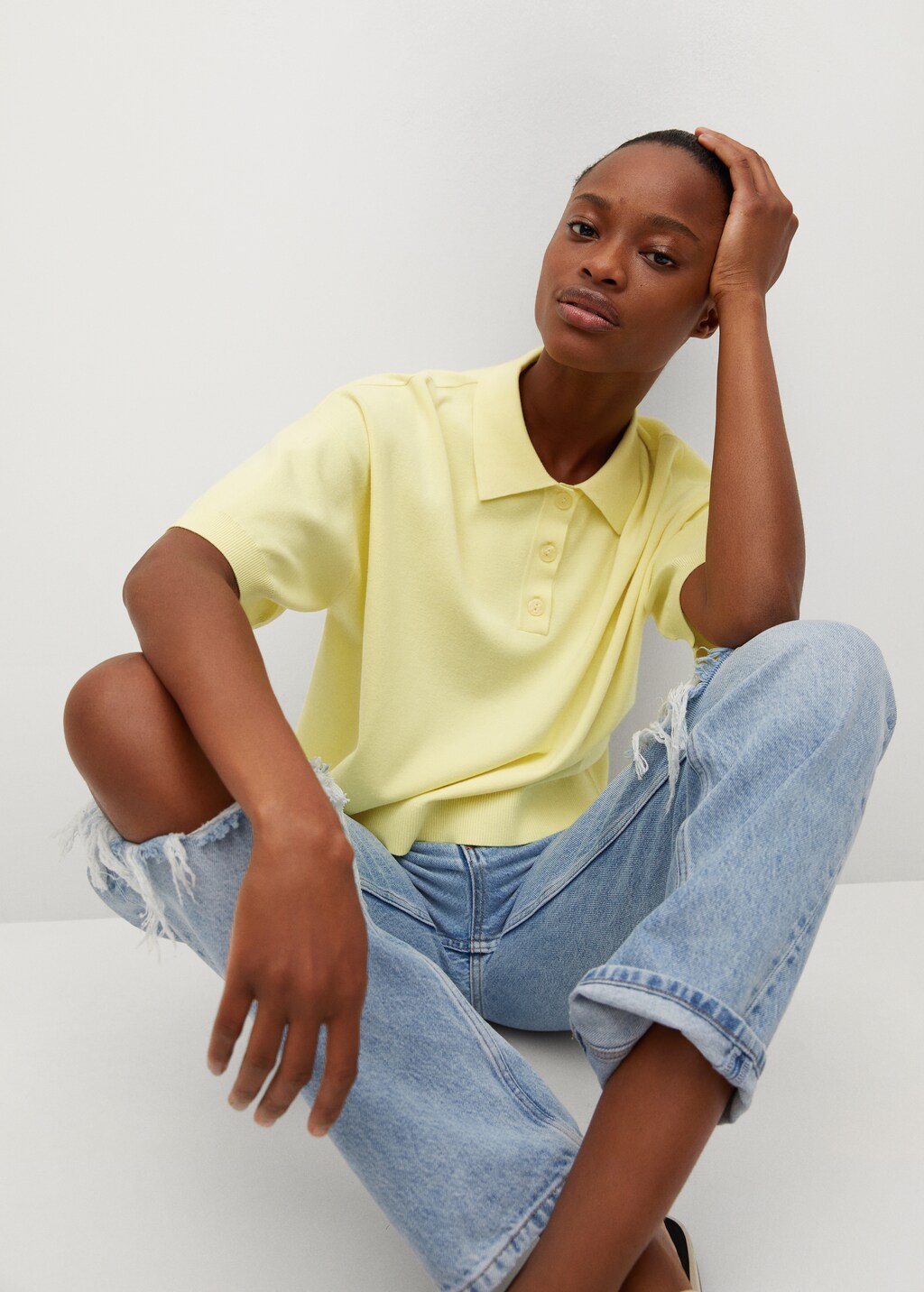 Crop oversized polo shirt - Details of the article 1