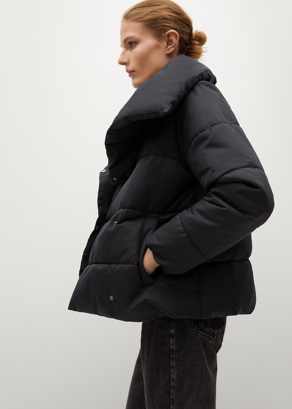 Funnel neck feather coat - Details of the article 2