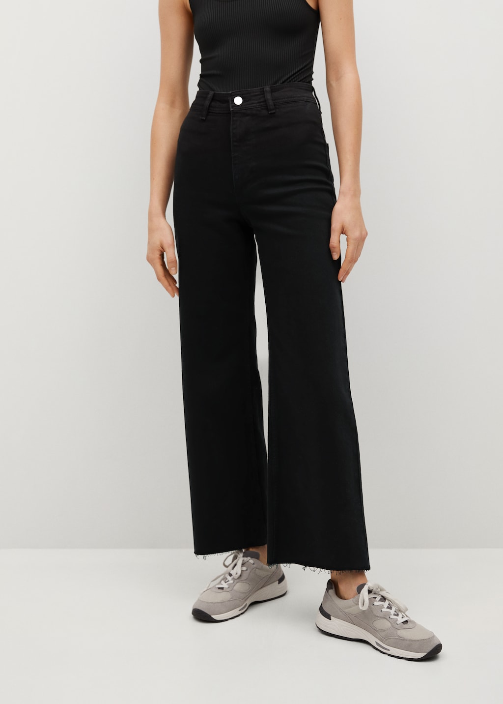 Jeans culotte tiro alto - Plano medio