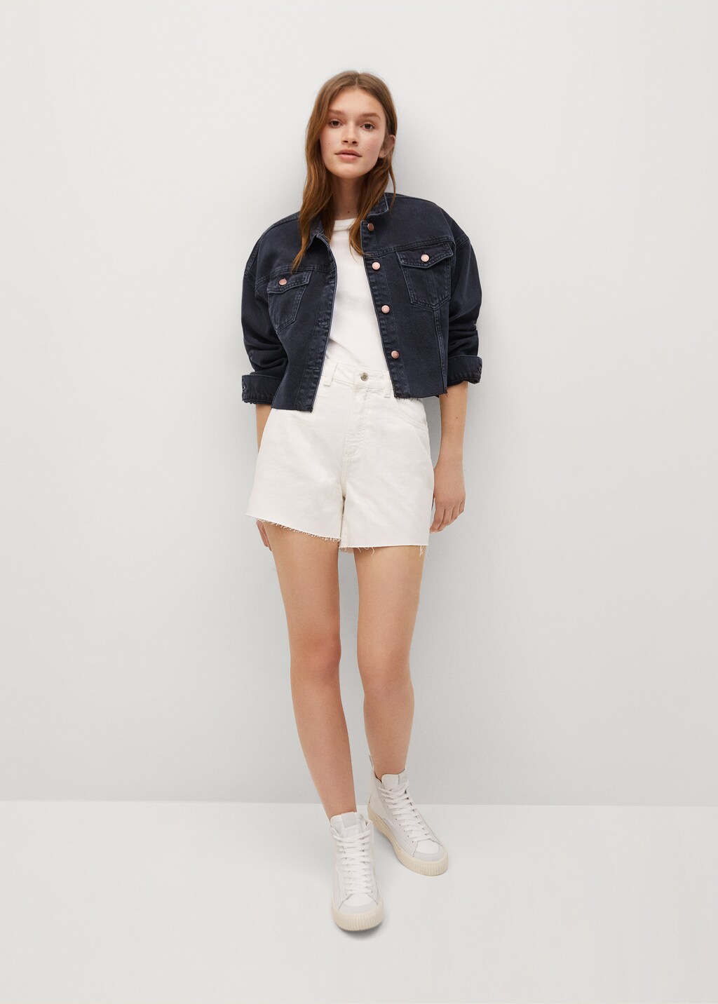 Denim crop jacket - General plane