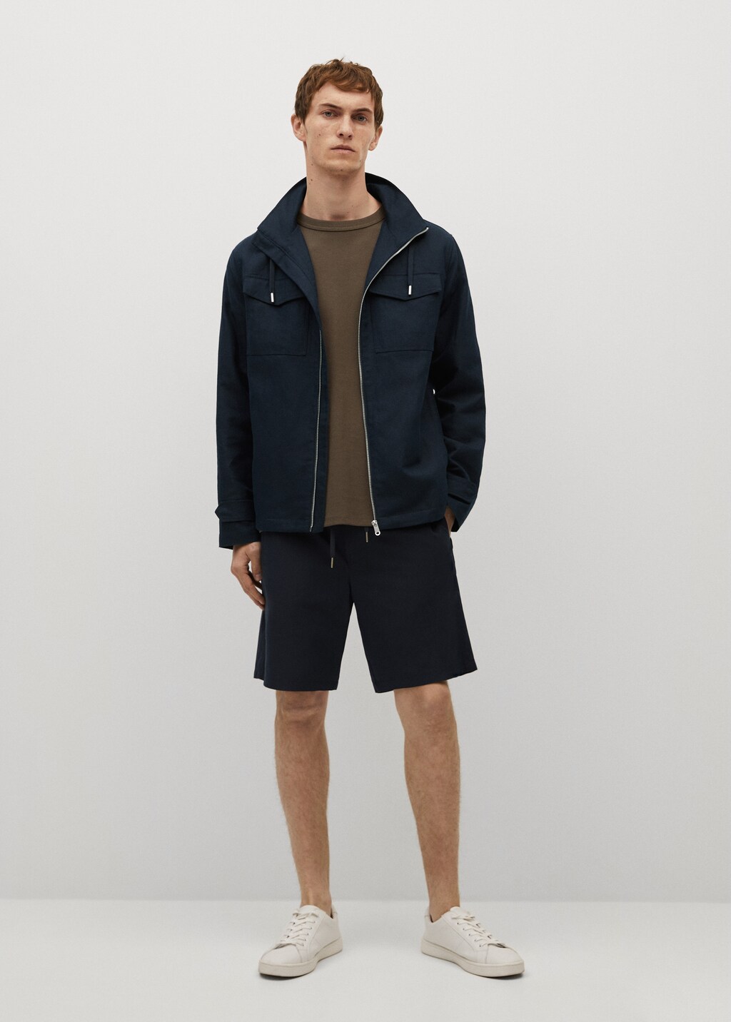 Pocket linen cotton jacket - General plane